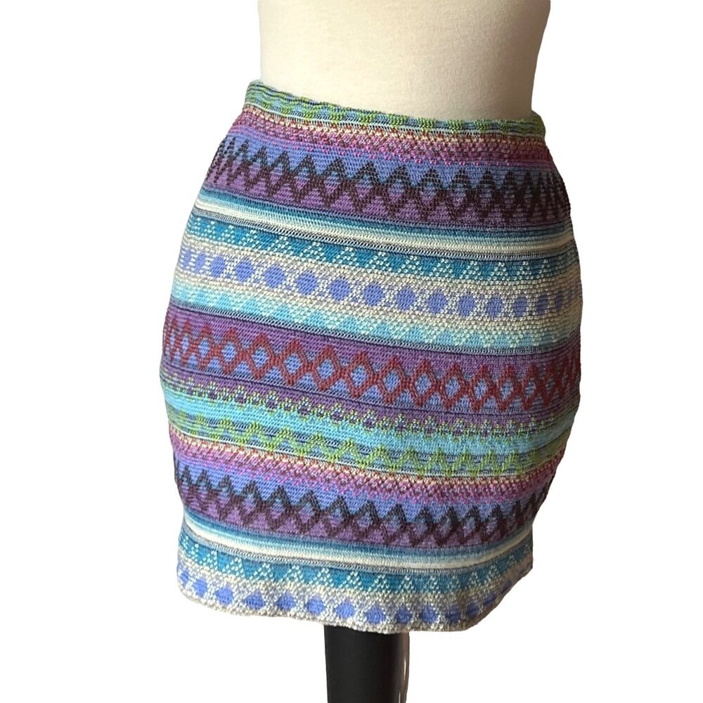 Aeropostale Colorful Tribal Knit Mini Skirt Sz XL Striped Cute Sexy Fun